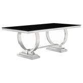 Best Furniture Outlet - Coaster - Antoine Rectangular 95-inch Glass Top Dining Table Black - 107871